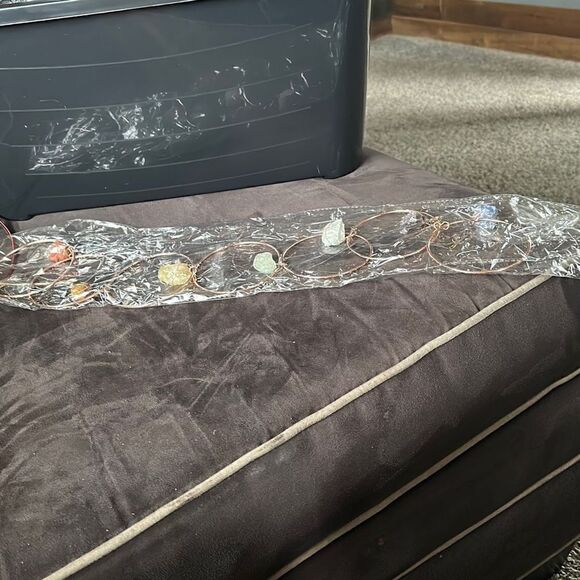 Crystal raw stone and bronze hanging pendent . Long . See measurements. - Picture 7 of 7